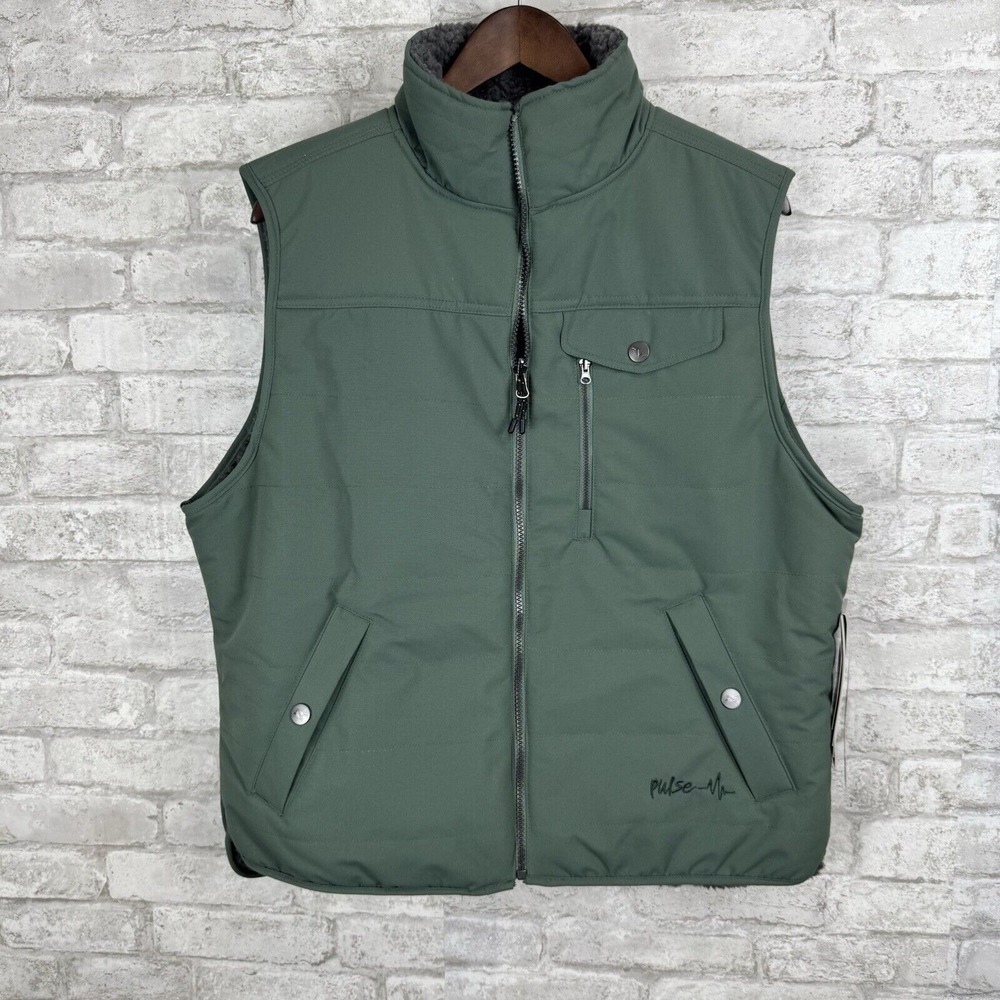 Pulse Reversible Ski Vest Seafoam Green Sherpa Pockets‎ Heavyweight Women's XL